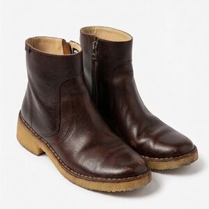 Roots Women's Dark Brown Side-Zip Leather Boots, Size 7